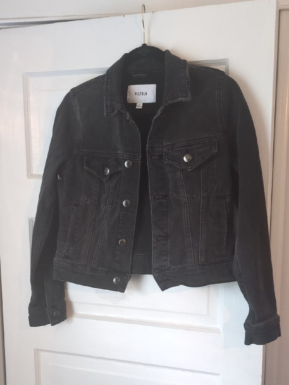 pistola Faded Black Denim Trucker Jacket